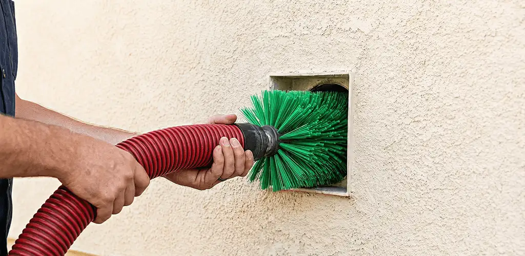 Air duct cleaning brush removing debris from a vent opening in Phoenix, AZ