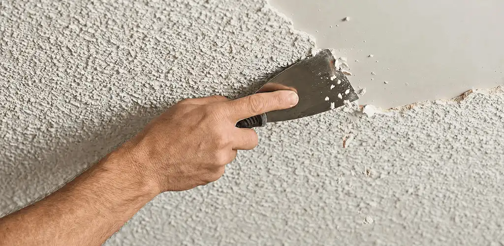 Popcorn ceiling removal scraping off textured ceiling finish in Phoenix, AZ
