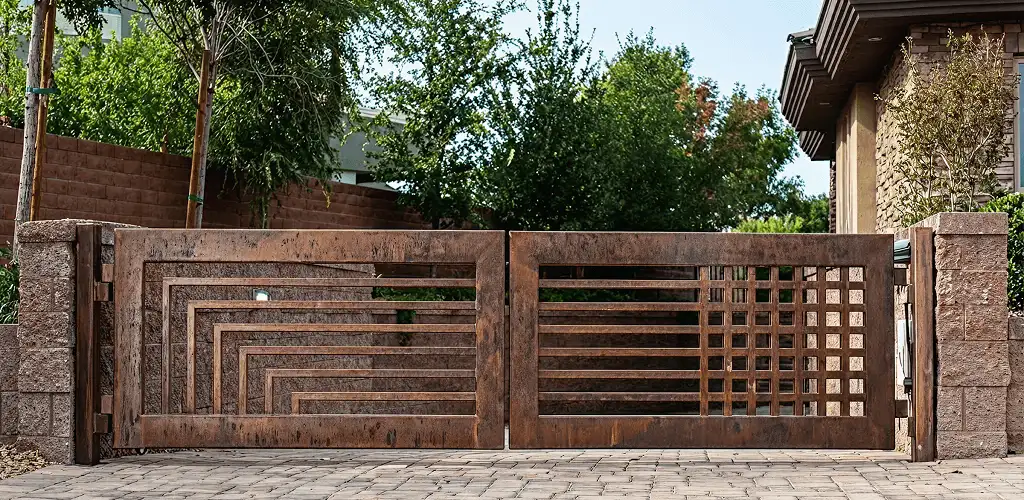 Custom driveway gate installation for a home entrance in Phoenix, AZ