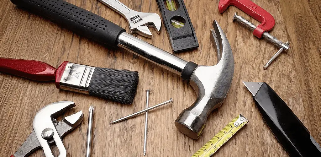 Handyman tools laid out for home repair and maintenance work in Phoenix, AZ