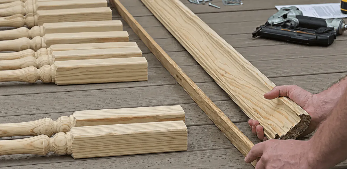 Handrail installation materials and wood components for stair rail work in Phoenix, AZ